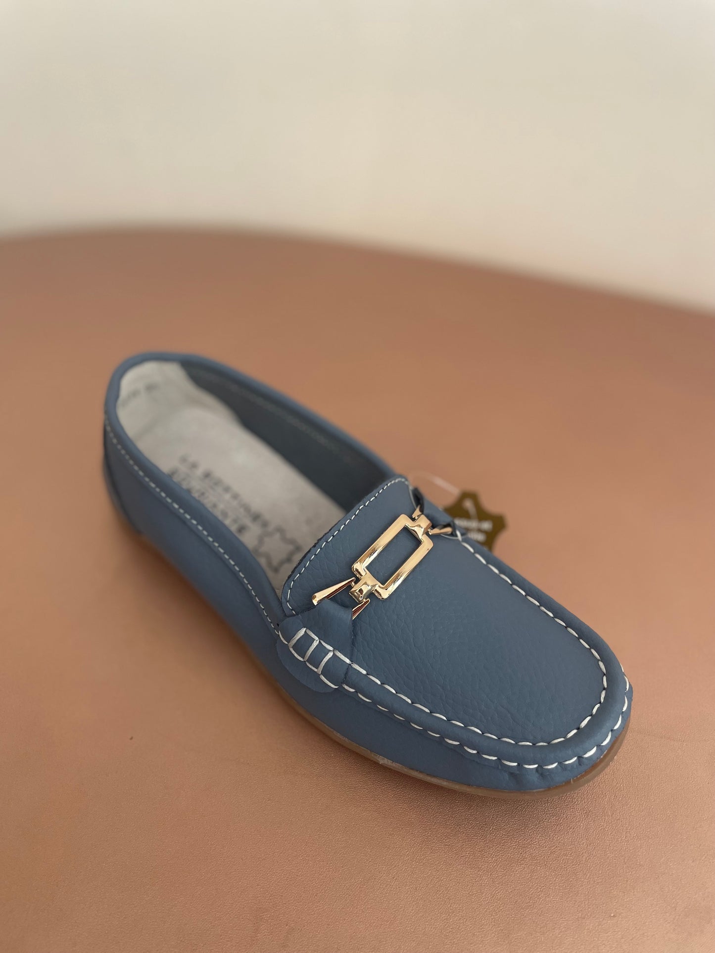 Mocassin bleu ciel cuir