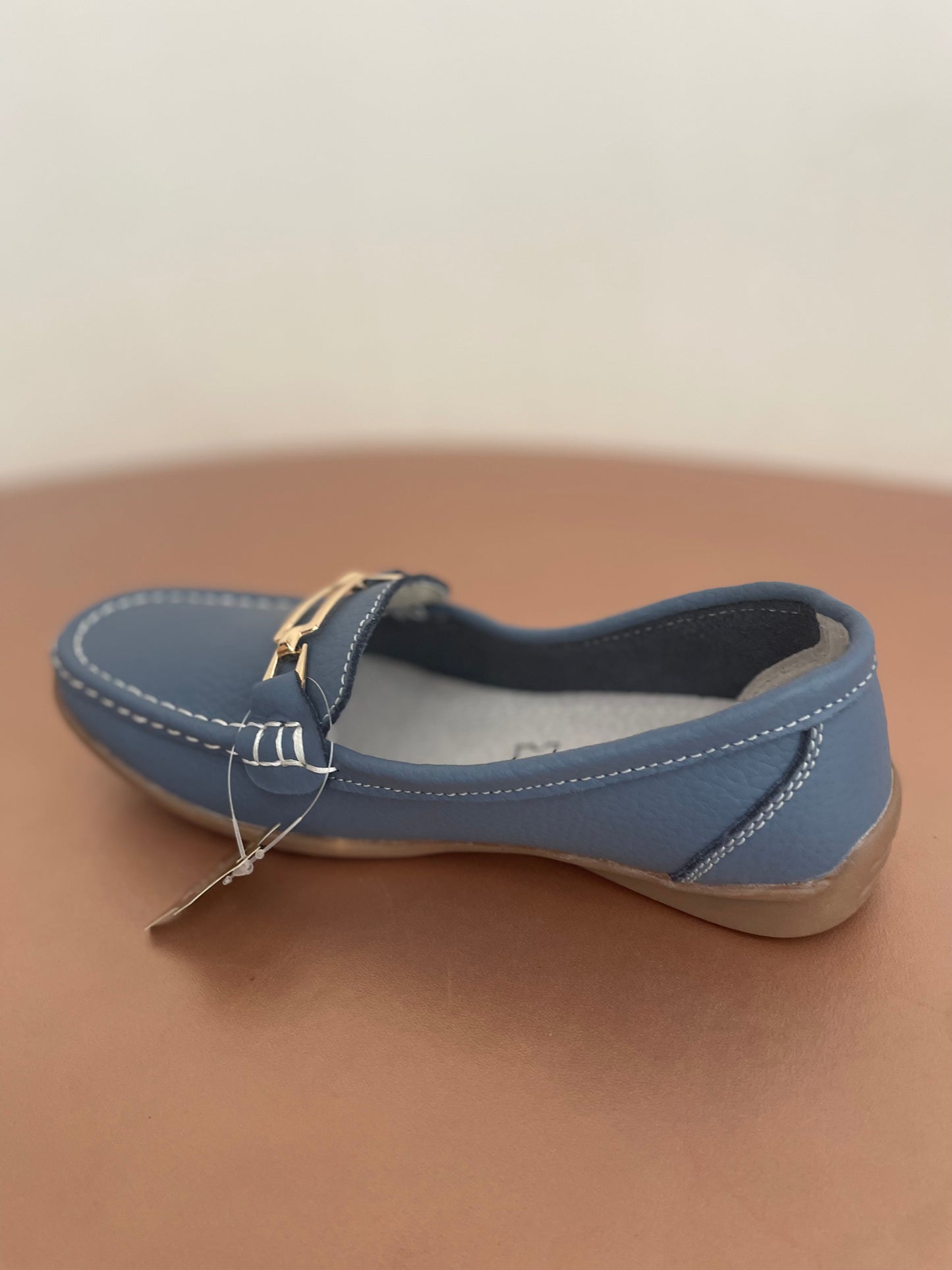 Mocassin bleu ciel cuir